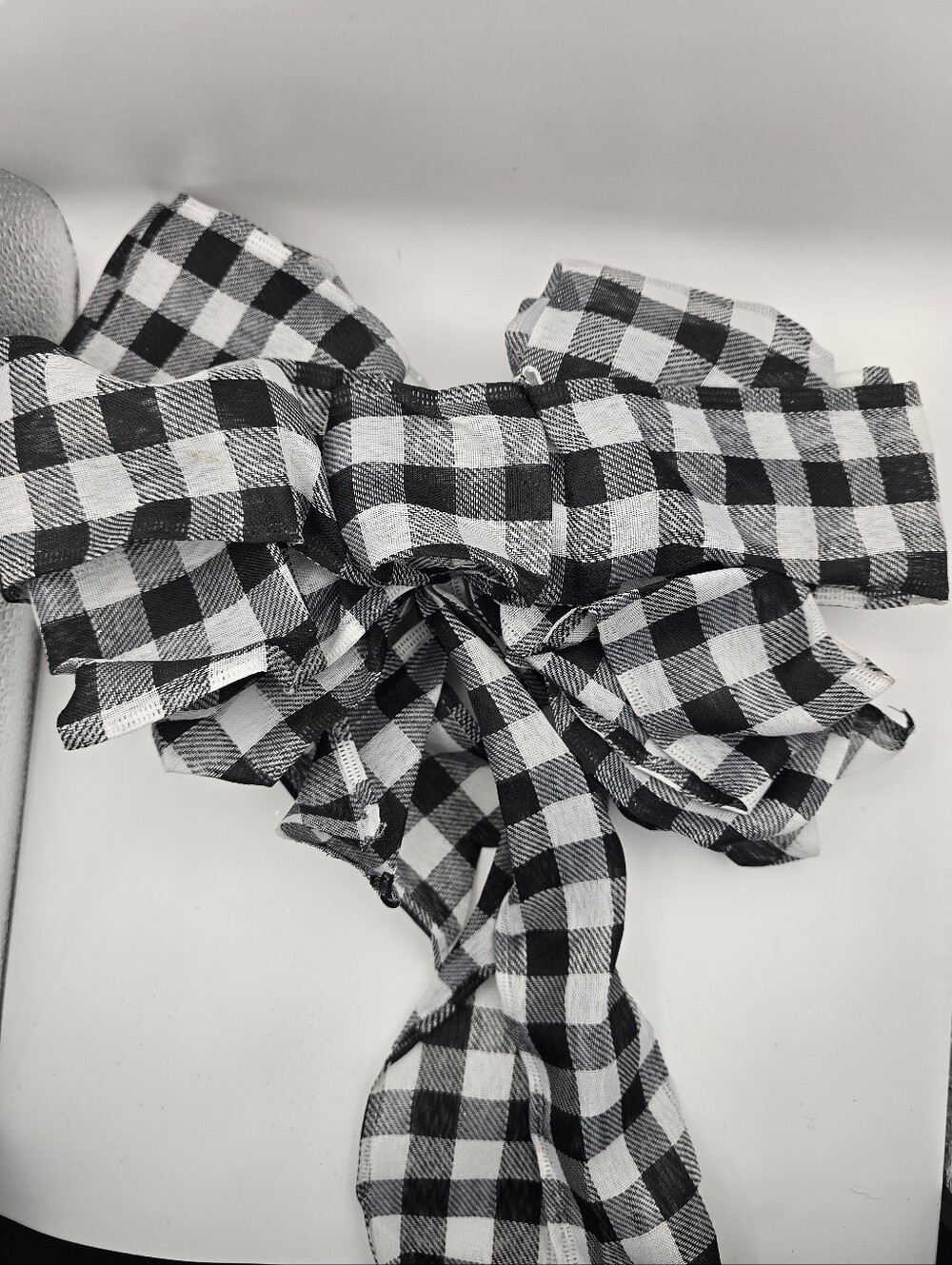 Black and White Buffalo Check Ribbon Bow